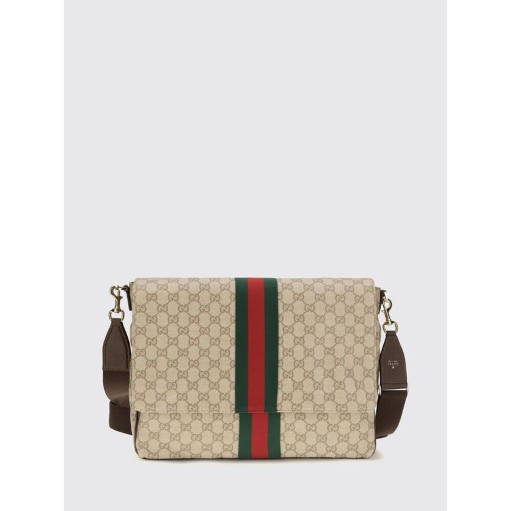 Gucci Men Gucci Large Messenger Bag In Gg Supreme Fabric With Web Stripe